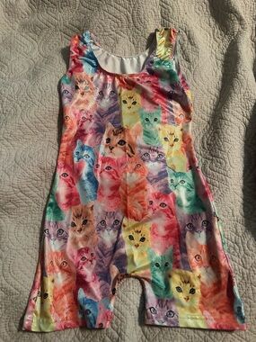 Girls Gymnastics Leotard Cat Design Size 140/8-10 Girls